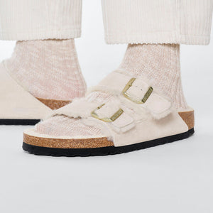 Birkenstock Arizona Shearling Suede Leather Sandals