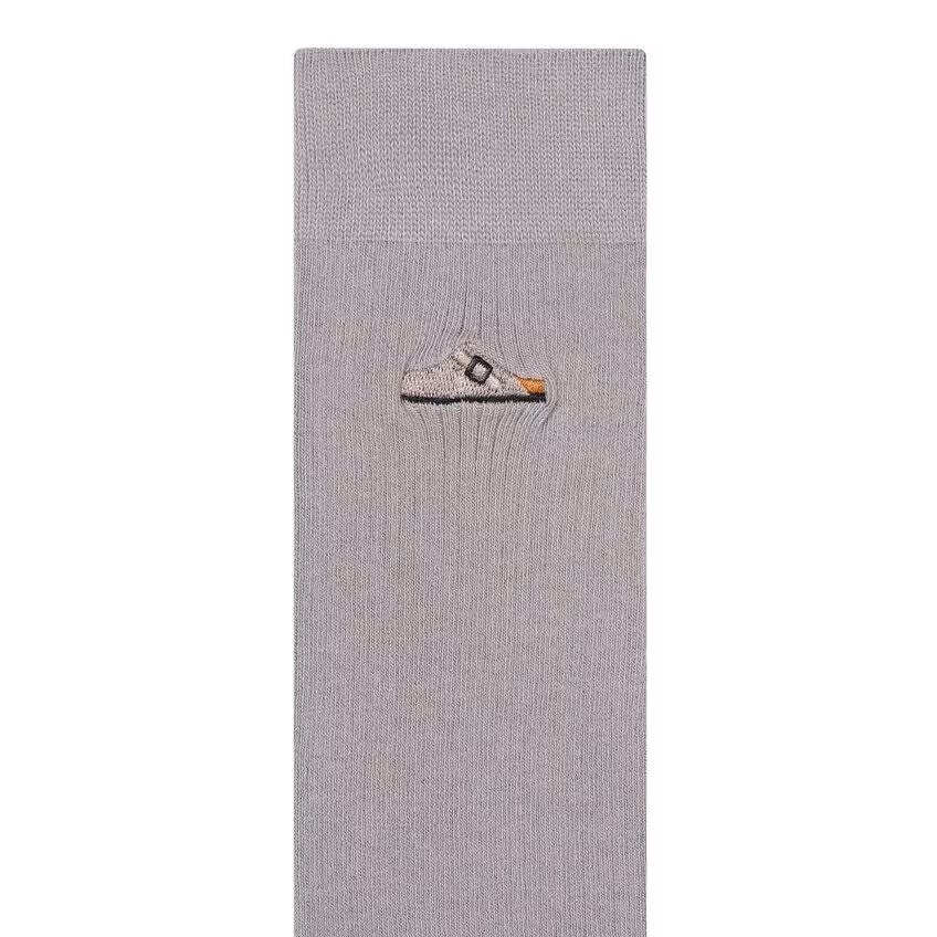 Cotton Ribbed Sock : Stone Coin