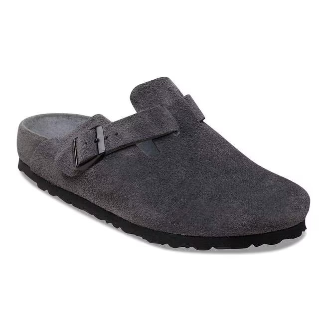 Boston Classic Footbed : Charcoal Exquisite Suede