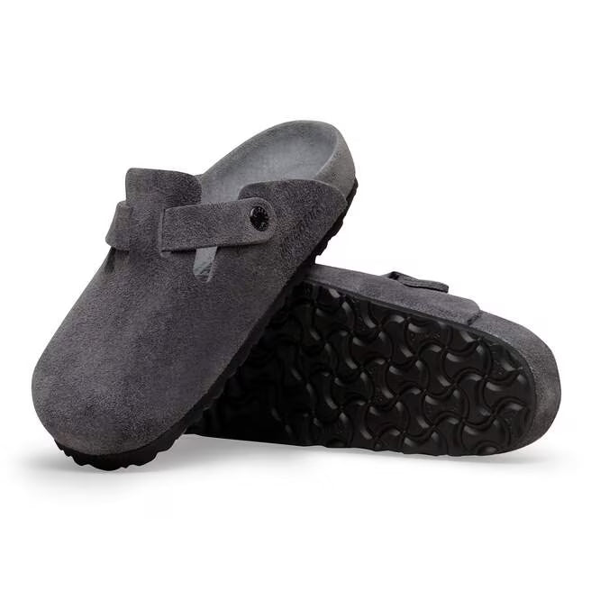 Boston Classic Footbed : Charcoal Exquisite Suede