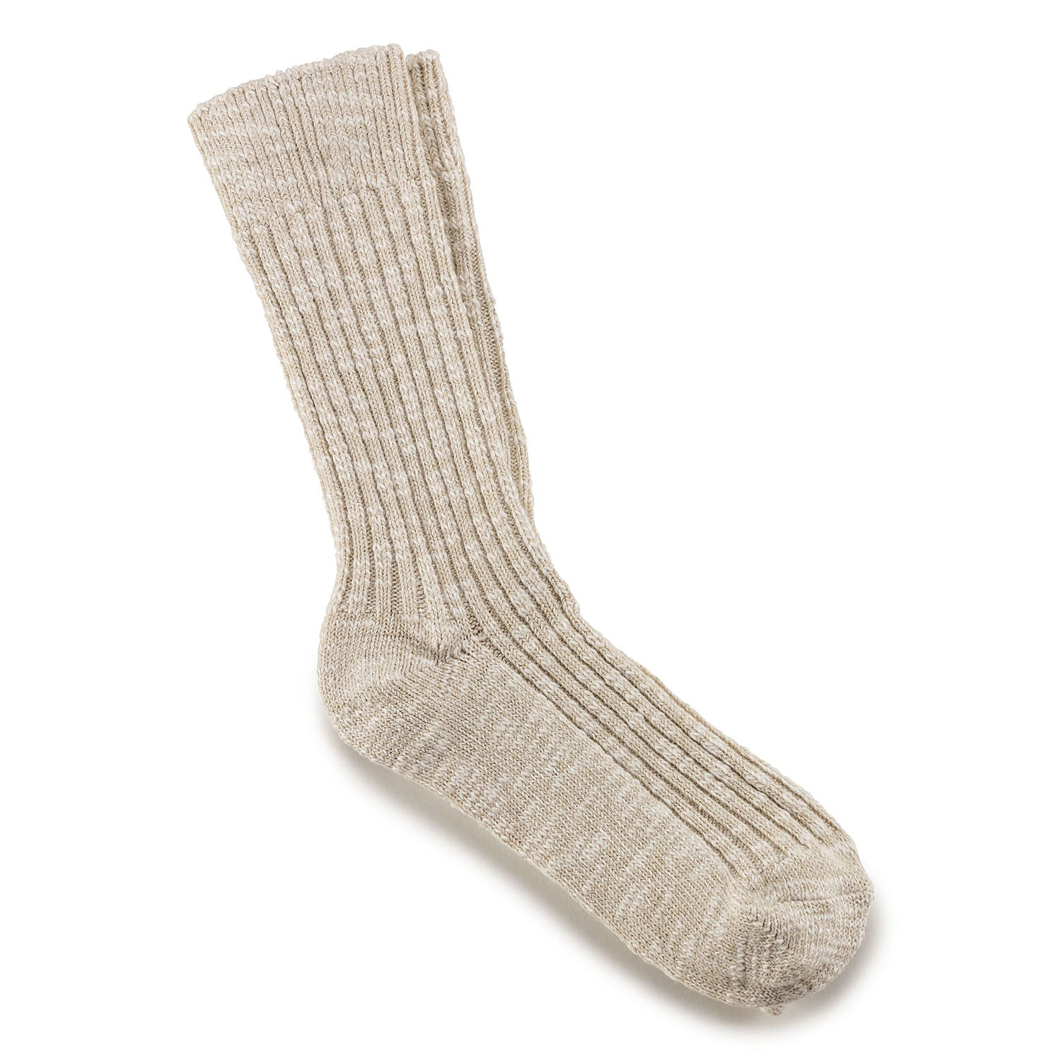 Cotton Slub Sock : Beige/White