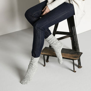 Cotton Slub Sock : Gray/White